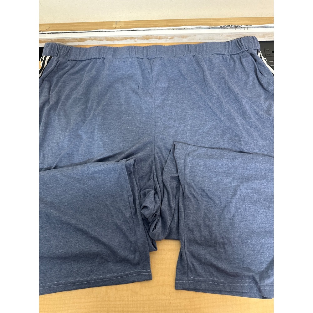 SHEIN Curve Plus Size 6XL Blue Heathered Lounge Pants Side Stripe Pockets